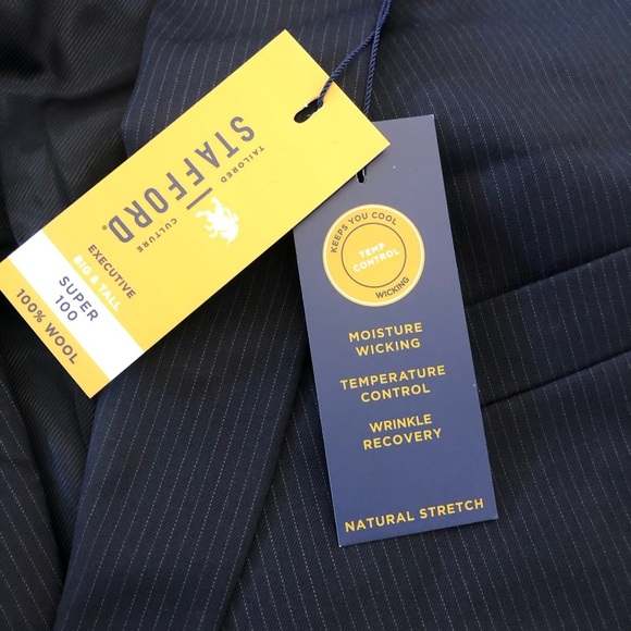 Stafford® Executive Super 100 Wool Classic Black Blazer Suit Jacket 54 B&T BLong - Picture 7 of 16